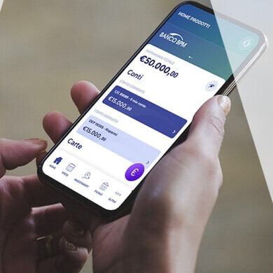 Schermata dell’app mobile Banco BPM con funzionalità bancarie digitali.